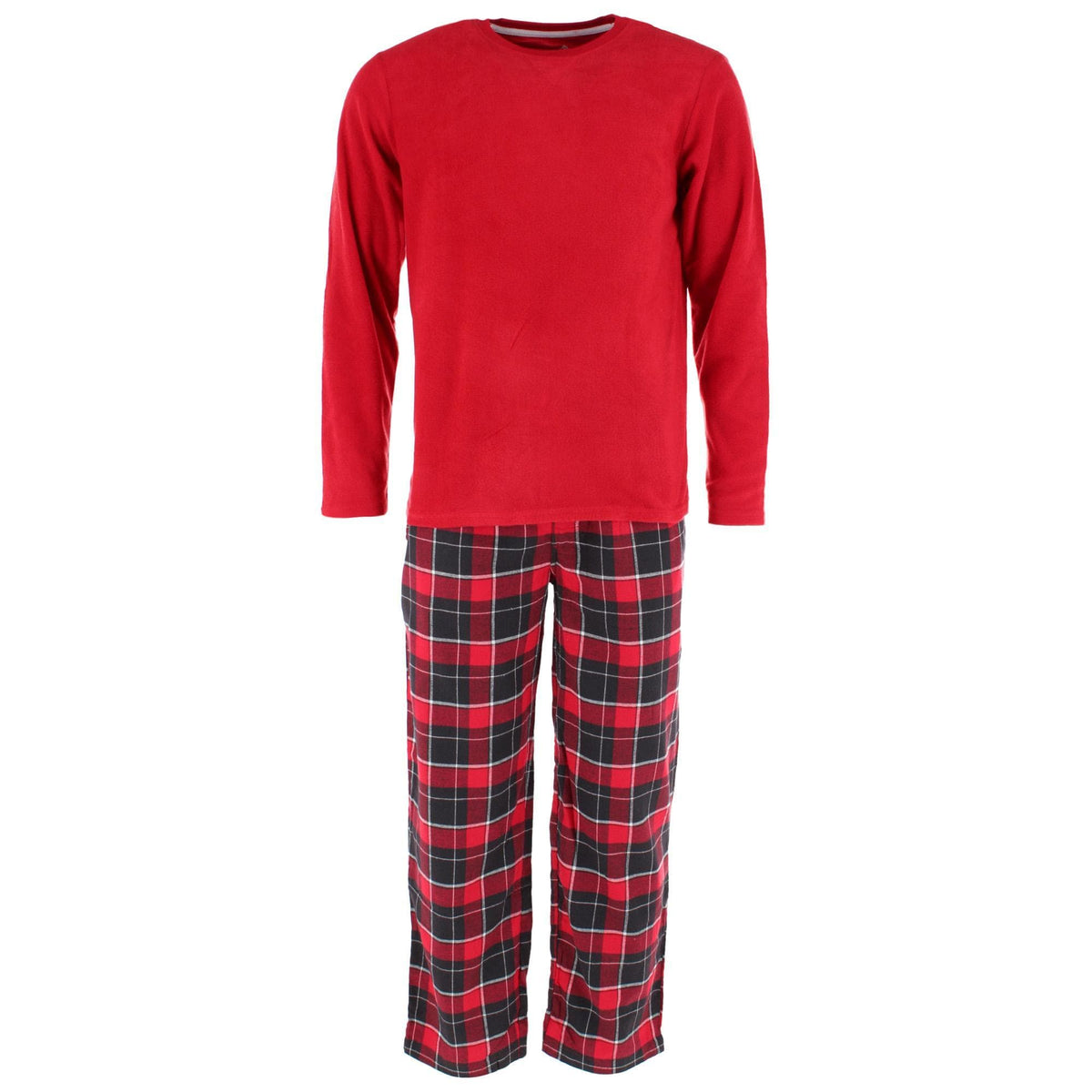 Fruit of the Loom Men's Big & Tall Flannel Pant and Fleece Long Sleeve Pajama Set