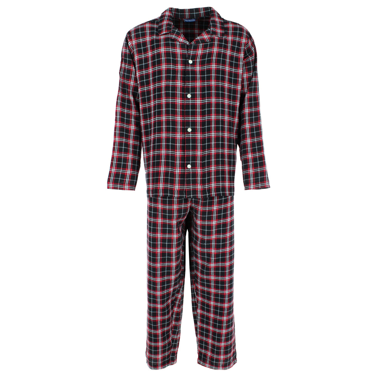 Fruit of the Loom Men's Big & Tall Plaid Notch Collar Flannel Pajama Set