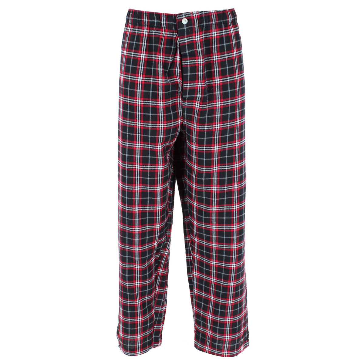 Fruit of the Loom Men's Big & Tall Plaid Notch Collar Flannel Pajama Set - Black