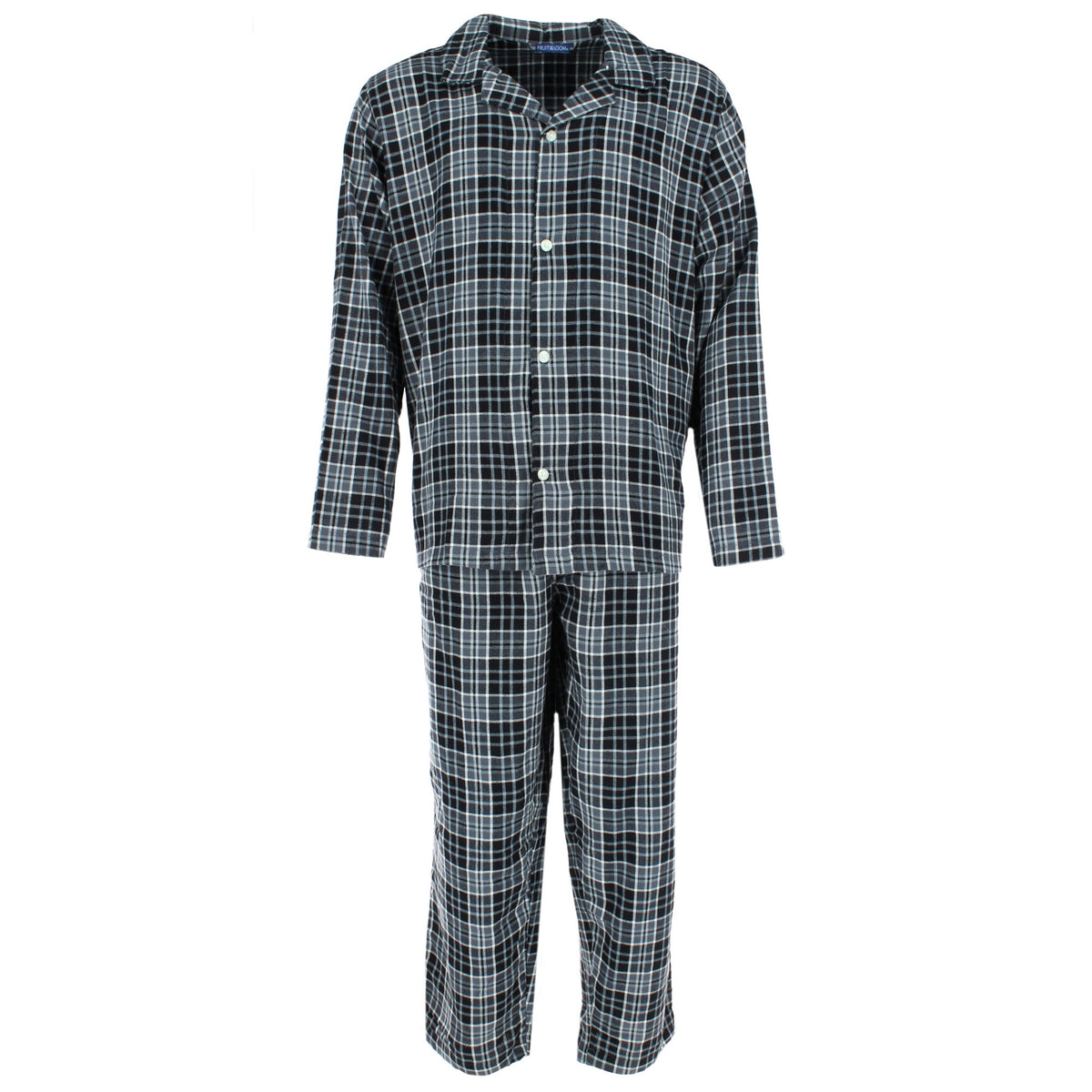 Fruit of the Loom Men's Big & Tall Plaid Notch Collar Flannel Pajama Set