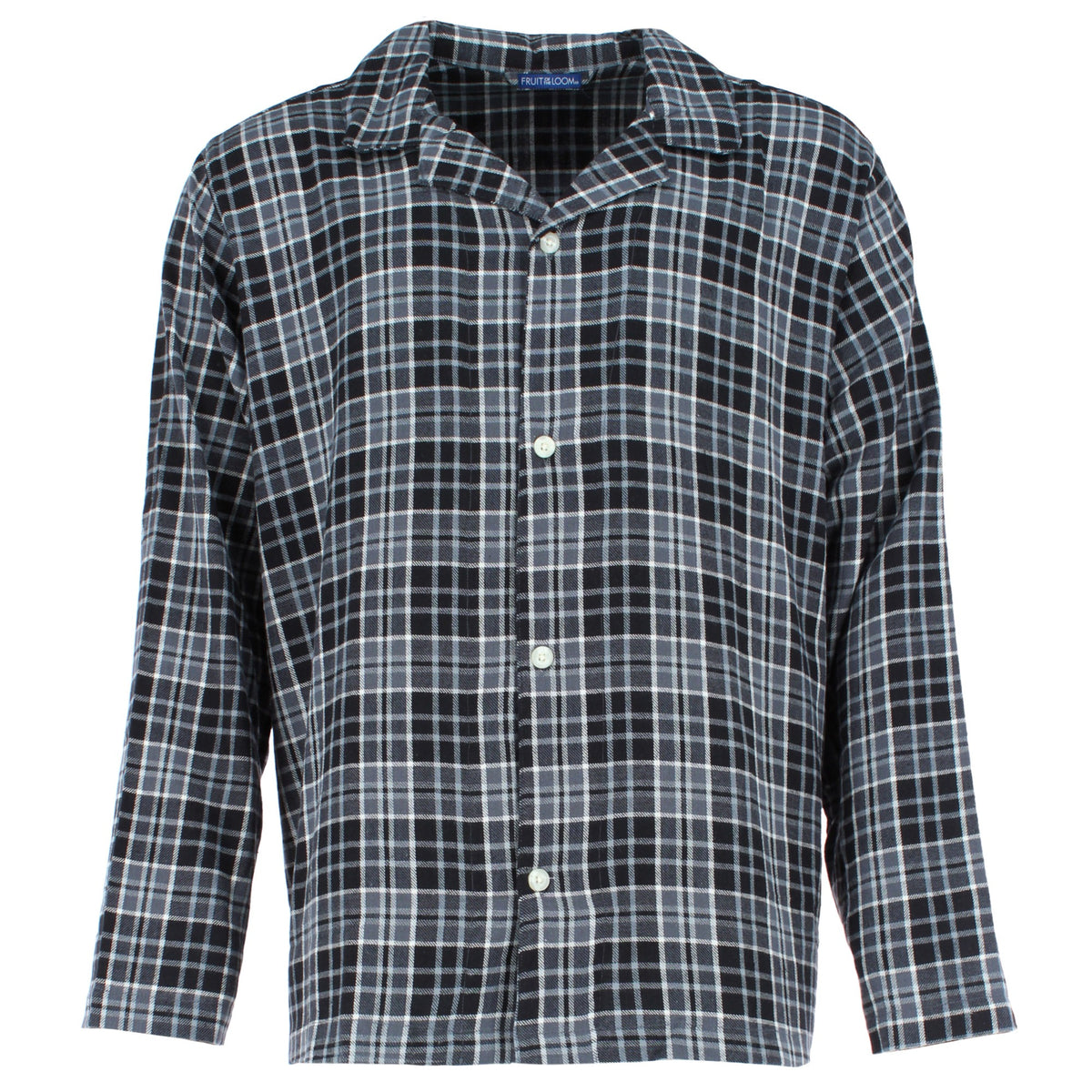 Fruit of the Loom Men's Big & Tall Plaid Notch Collar Flannel Pajama Set - Grey