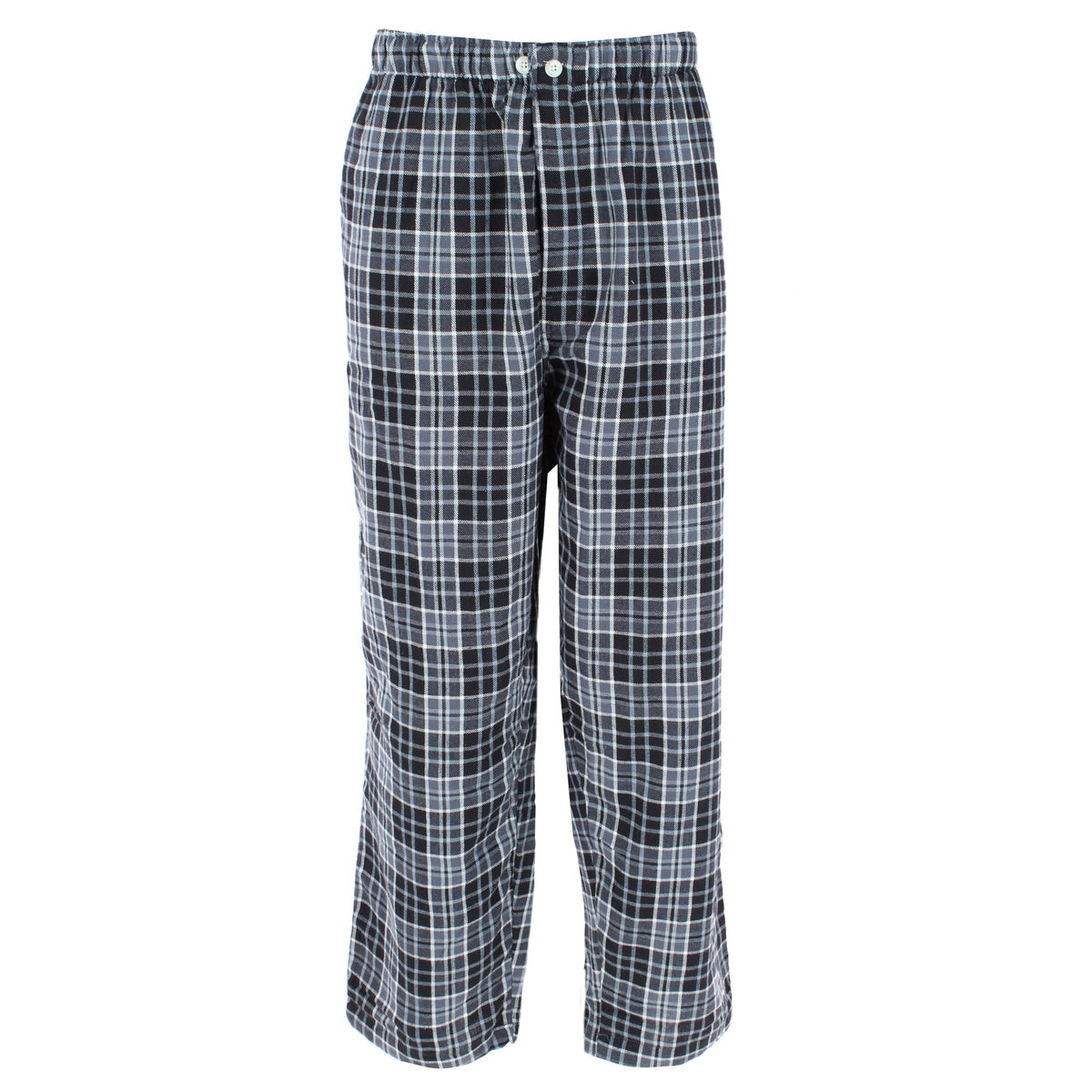 Fruit of the Loom Men's Big & Tall Plaid Notch Collar Flannel Pajama Set - Grey