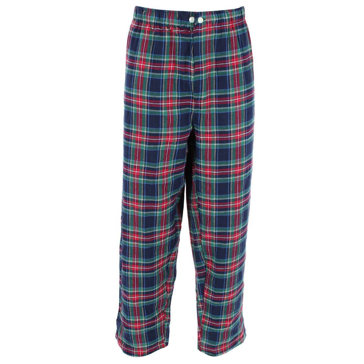 Fruit of the Loom Men's Big & Tall Plaid Notch Collar Flannel Pajama Set - Navy