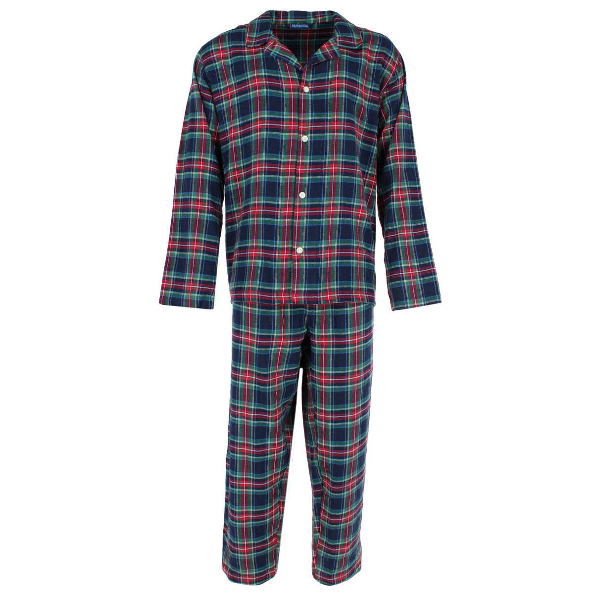 Fruit of the Loom Men's Big & Tall Plaid Notch Collar Flannel Pajama Set - Men's Big & Tall Plaid Notch Collar Flannel Pajama Set