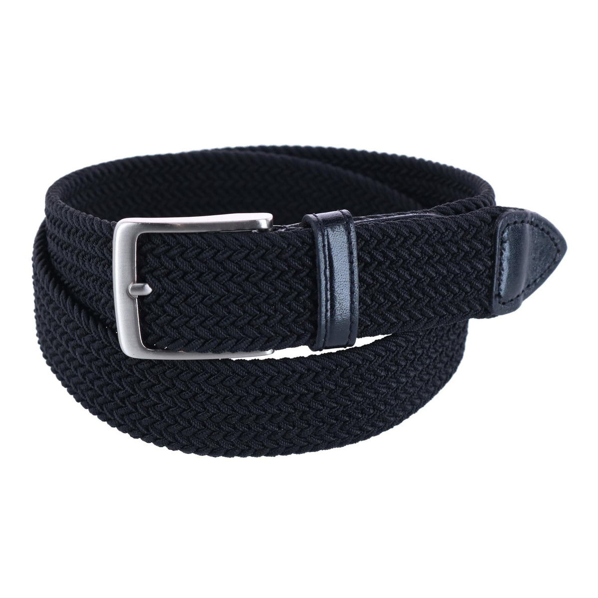 Dockers Men's Elastic Braided Stretch Belt with Leather Tabs