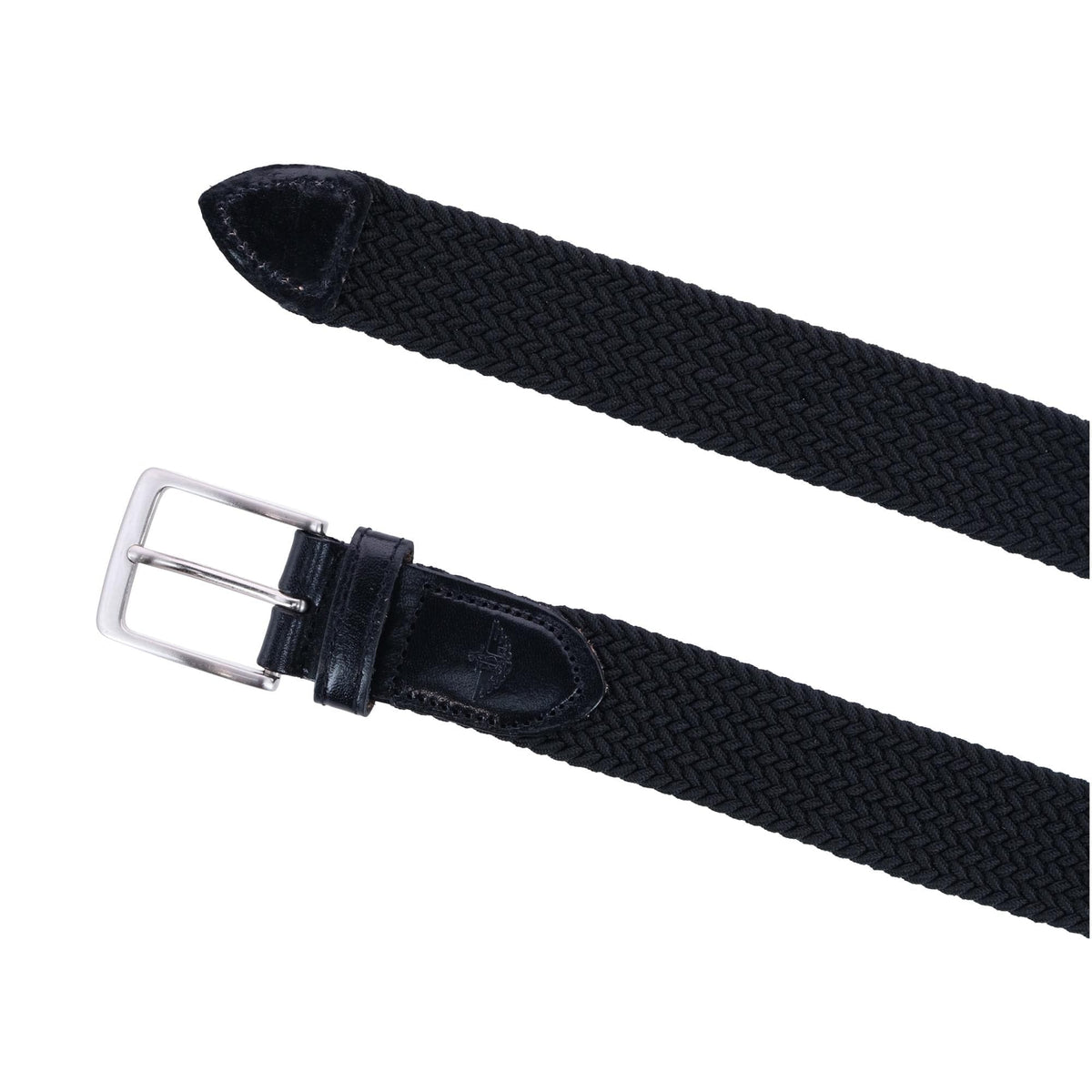 Dockers Men's Elastic Braided Stretch Belt with Leather Tabs - Black
