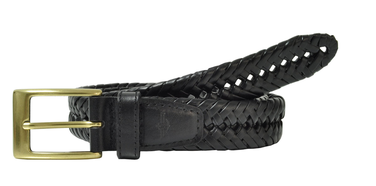 Dockers Men's Big & Tall Leather Adjustable Double V-Weave Braided Belt