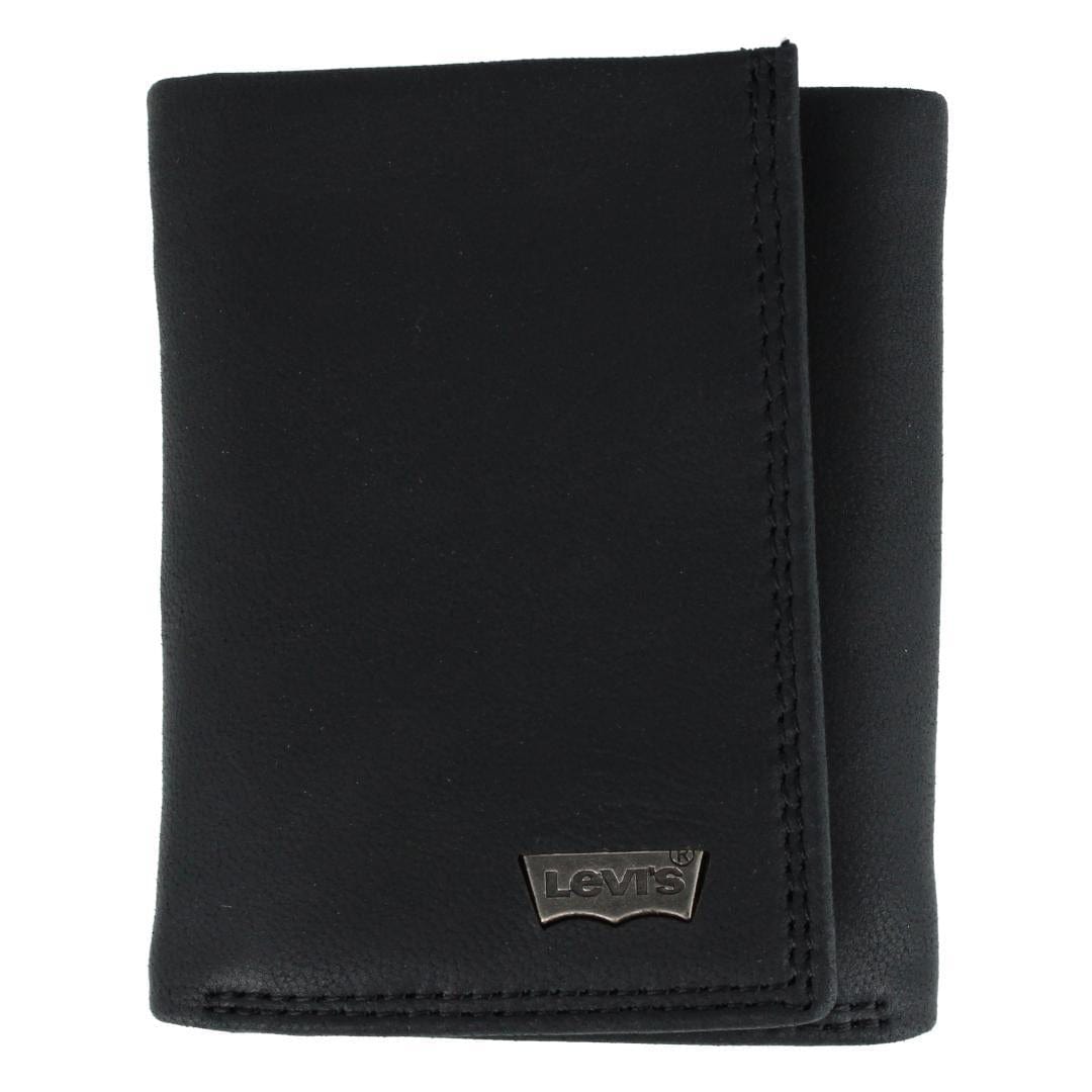 Levis Men's Leather RFID Extra Capacity Trifold Wallet - Black