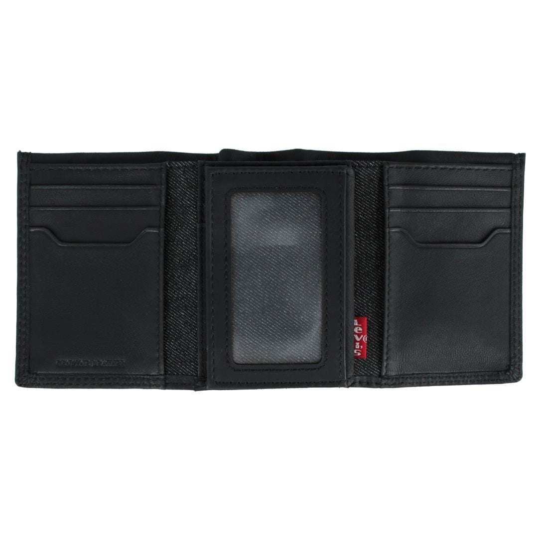Levis Men's Leather RFID Extra Capacity Trifold Wallet - Black