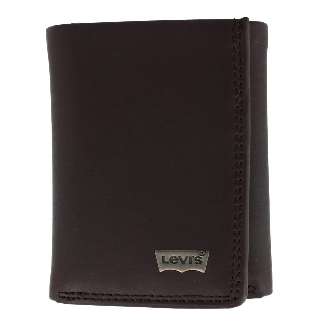 Levis Men's Leather RFID Extra Capacity Trifold Wallet - Brown