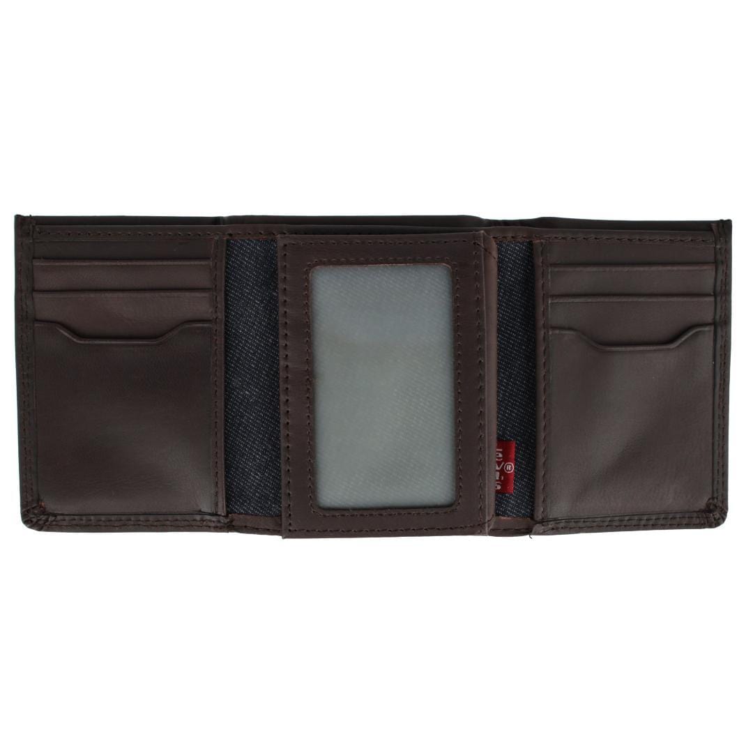 Levis Men's Leather RFID Extra Capacity Trifold Wallet - Brown
