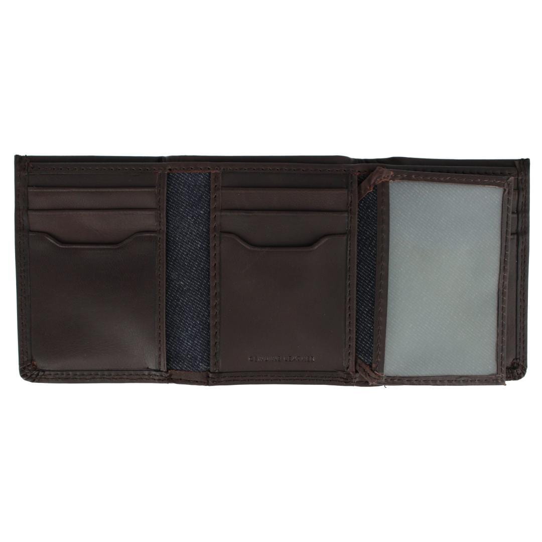 Levis Men's Leather RFID Extra Capacity Trifold Wallet - Brown