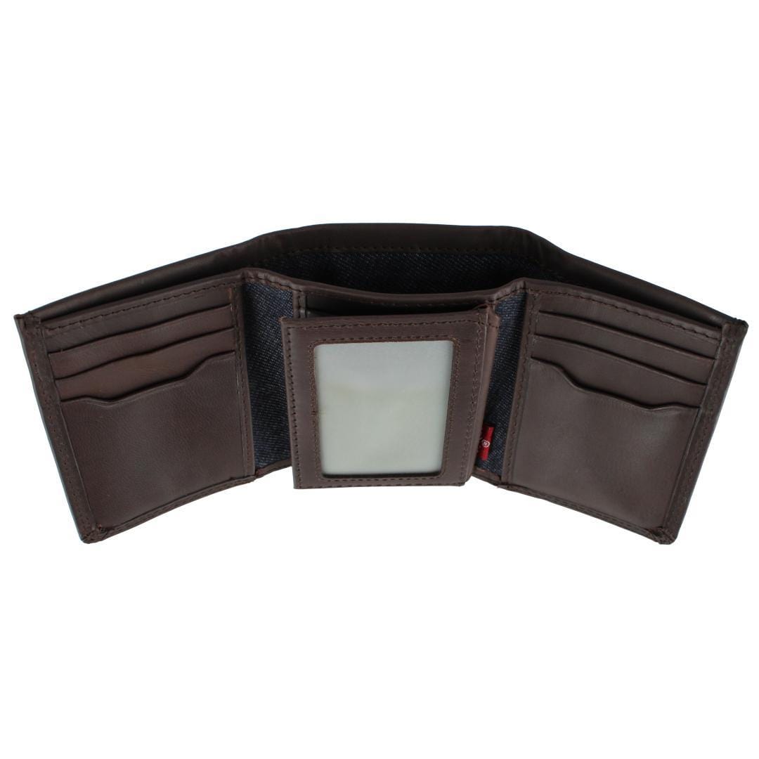 Levis Men's Leather RFID Extra Capacity Trifold Wallet - Brown