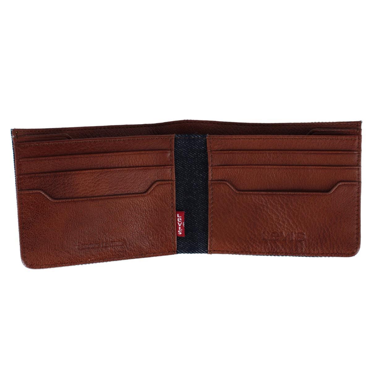Levis Men's Denim and Leather RFID Bifold Wallet - Denim
