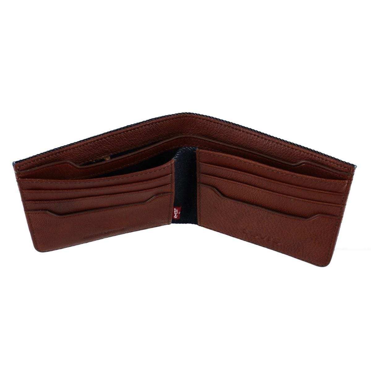 Levis Men's Denim and Leather RFID Bifold Wallet - Denim