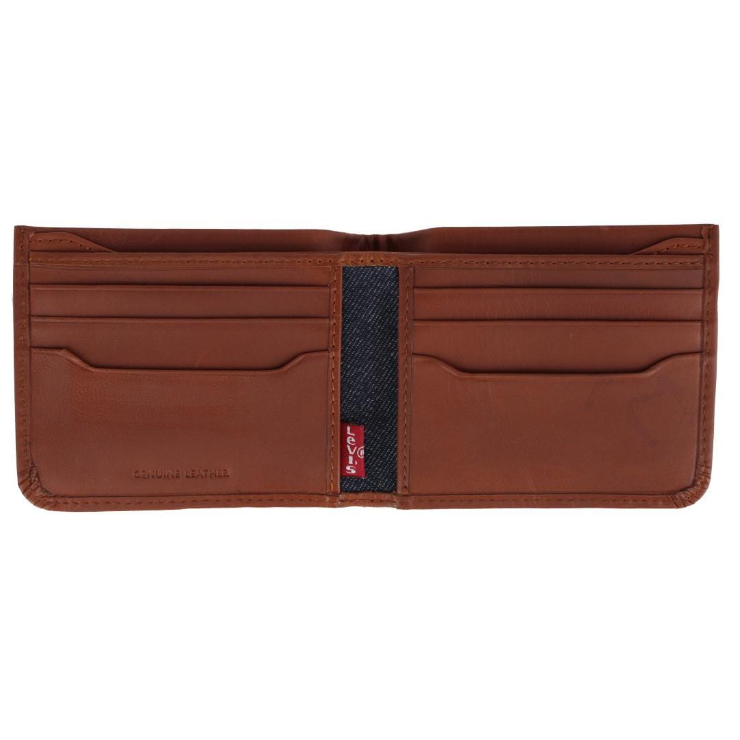 Levis Men's Leather RFID Bifold Wallet with Bill Divider - Tan
