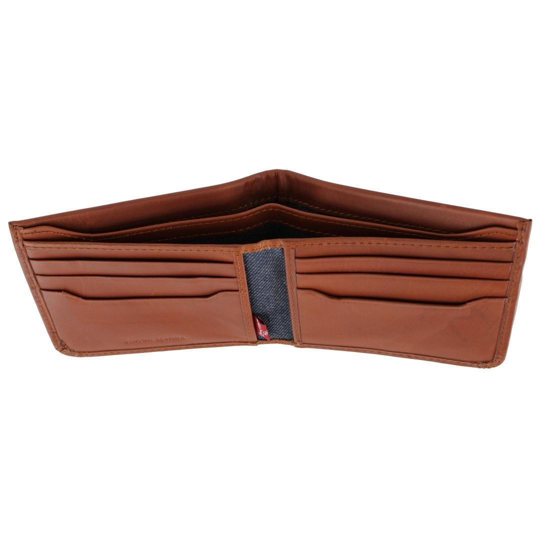 Levis Men's Leather RFID Bifold Wallet with Bill Divider - Tan