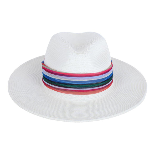 Women's Toyo Braid Straw Sun Hat with Chiffon Hatband