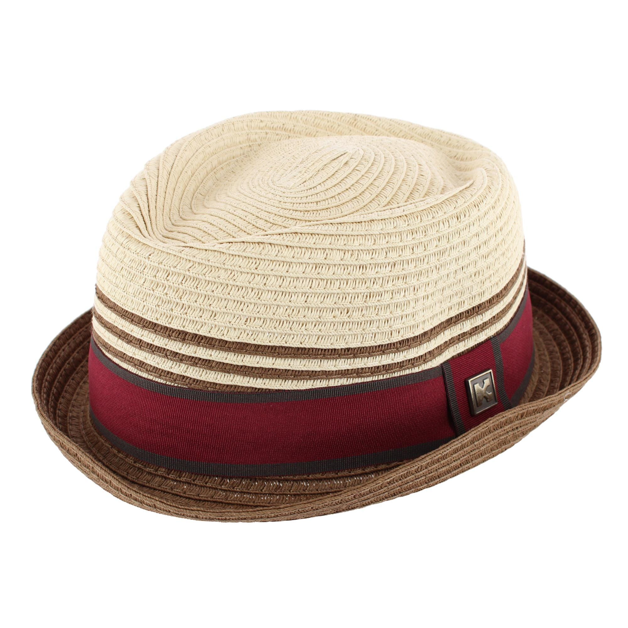 Kenny K. Men's Straw Two Tone Toyo Fedora - White/Natural
