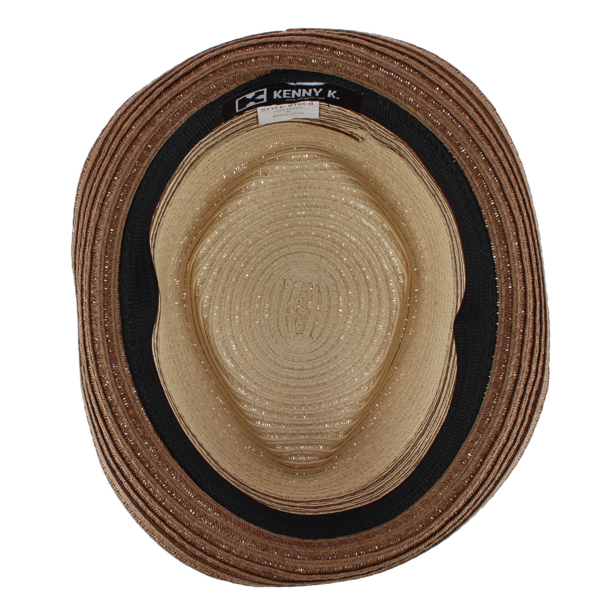 Kenny K. Men's Straw Two Tone Toyo Fedora - White/Natural