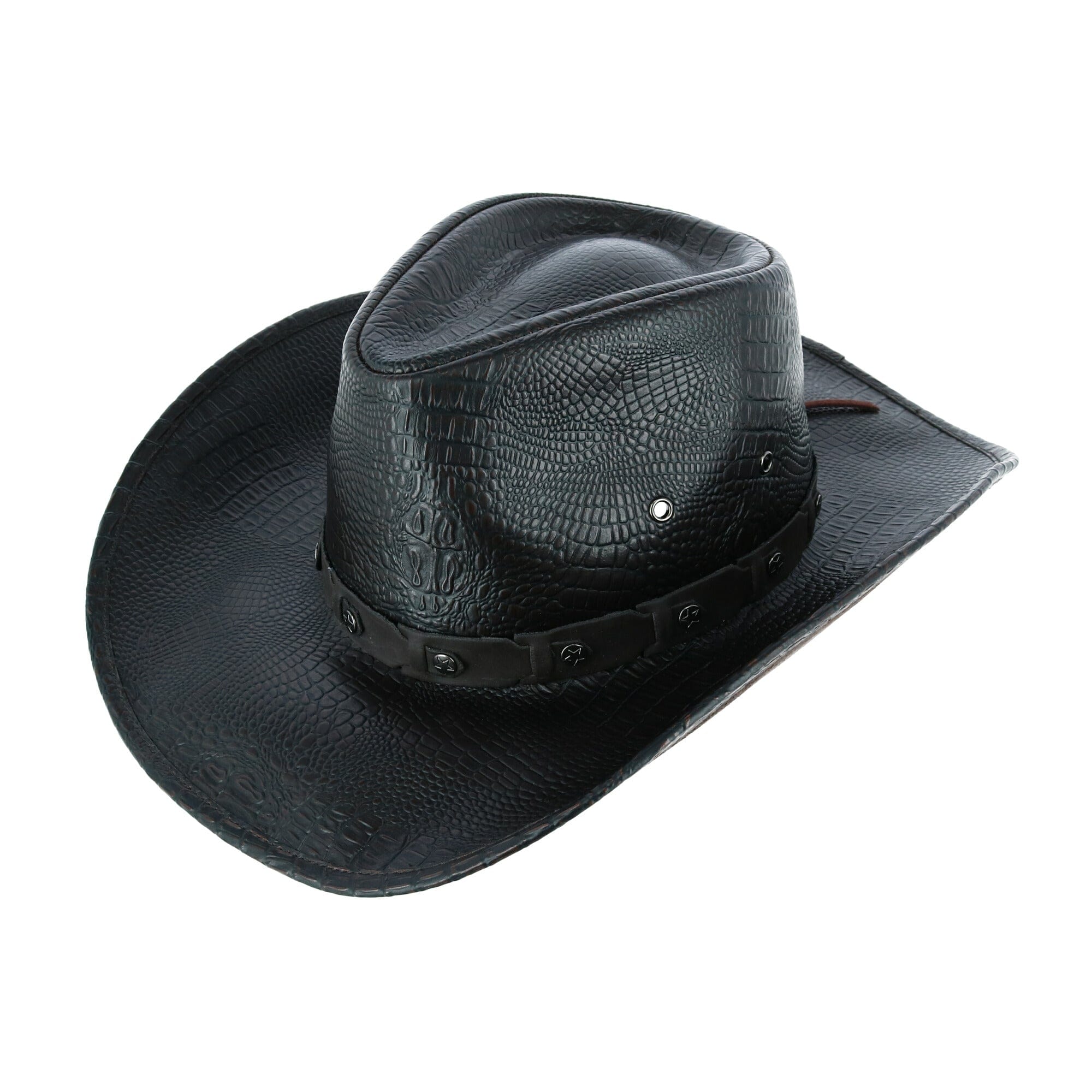 Kenny K Men's Crocodile Print Western Hat - Black