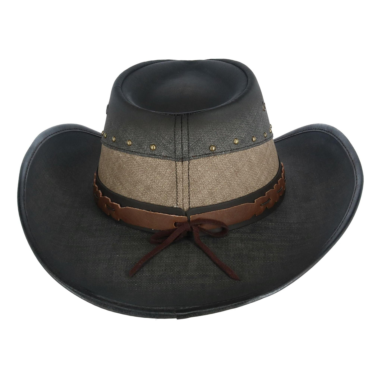 Kenny K Men's Vegan Leather Western Hat with Beaded Hatband - Jean