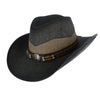 Men's Vegan Leather Western Hat with Beaded Hatband