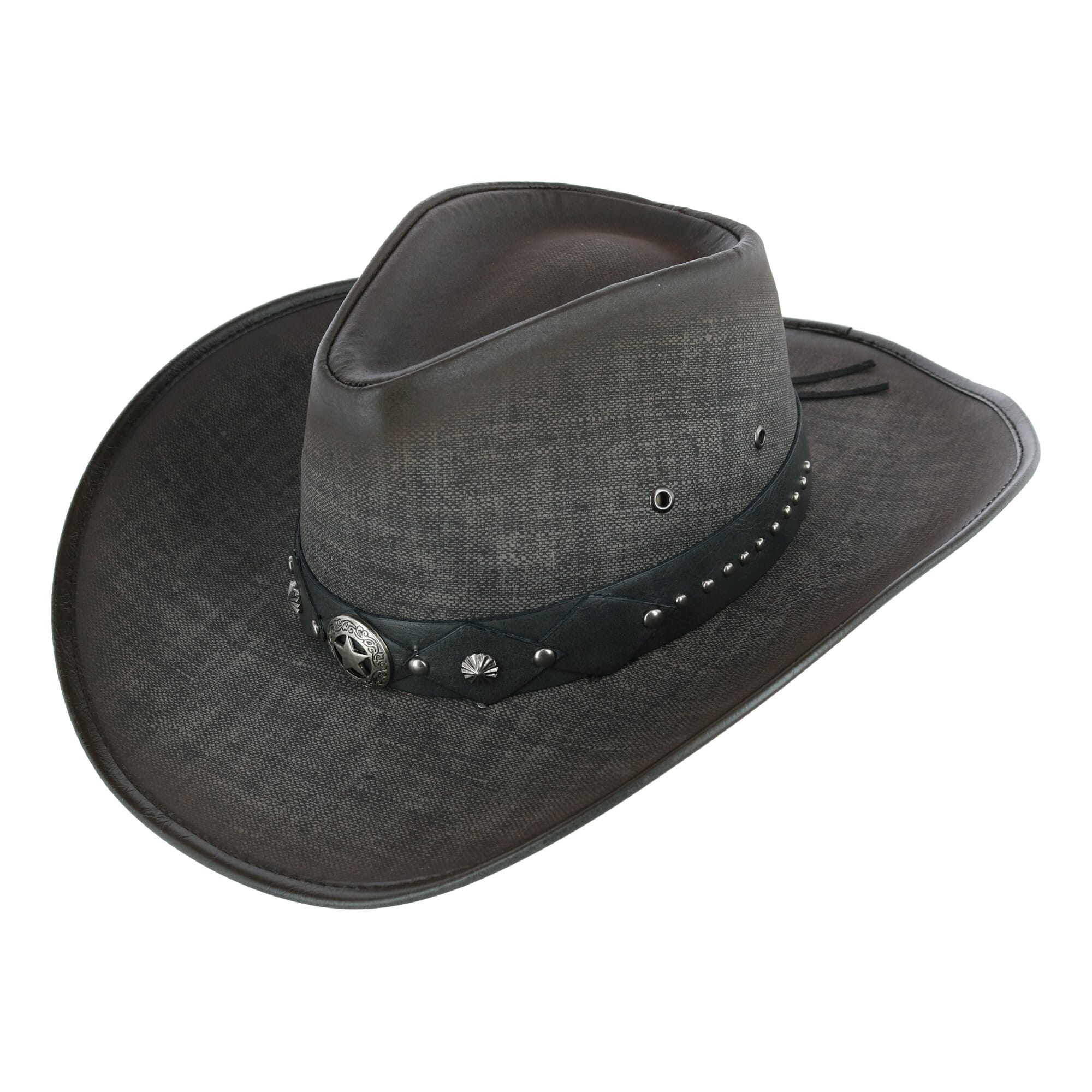 Kenny K Men's Grey UPF 50+ Western Hat with Vegan Leather Band - Men's Grey UPF 50+ Western Hat with Vegan Leather Band