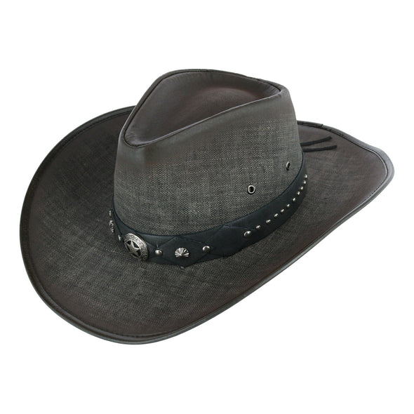 Men's Grey UPF 50+ Western Hat with Vegan Leather Band
