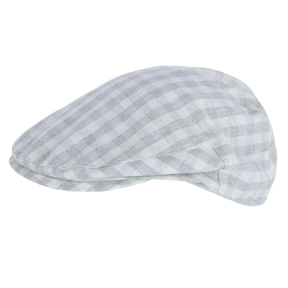 Men's Gingham Check Poly Cotton Ivy Flat Cap