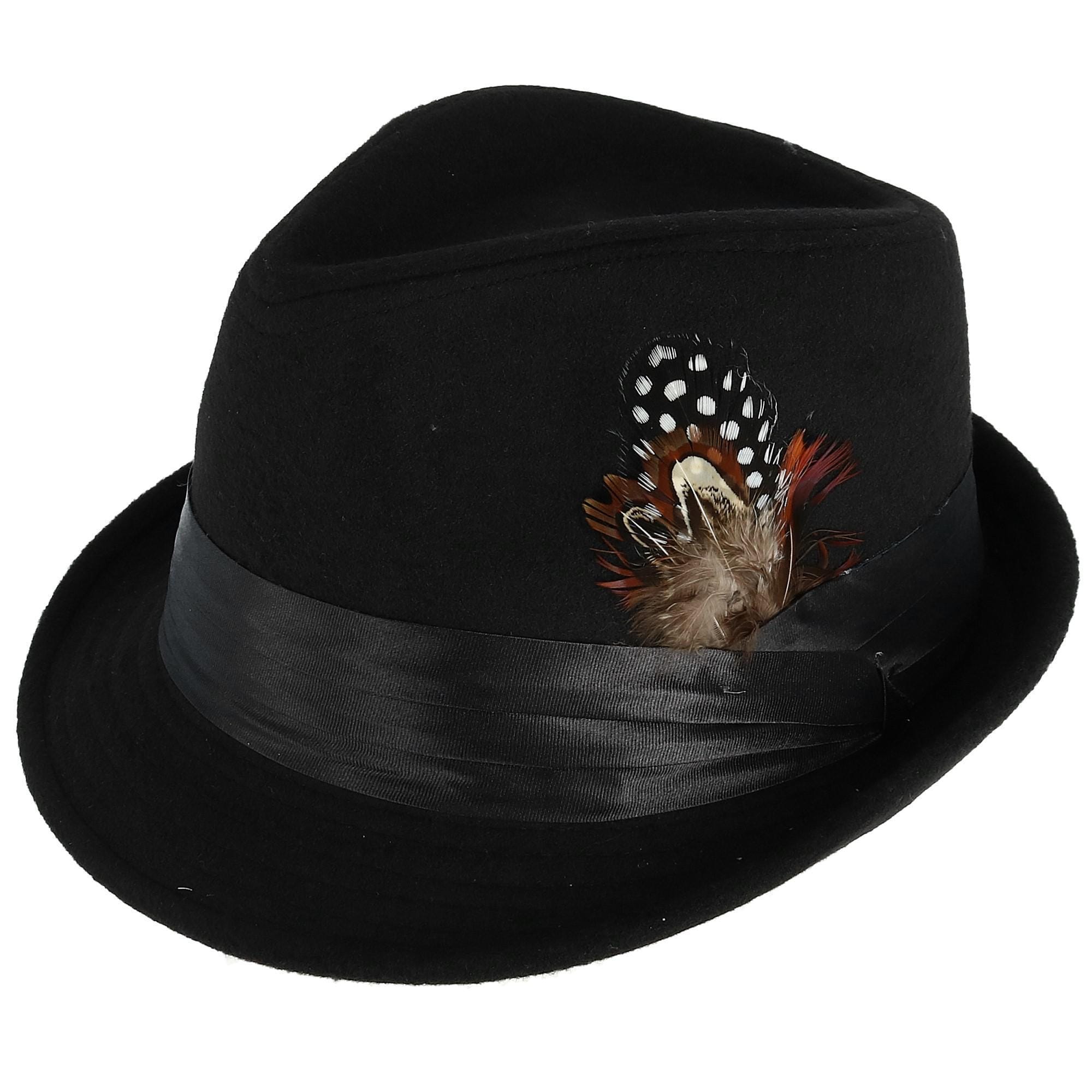 Kenny K Men's Dressy Faux Felt Fedora with Feather - Black