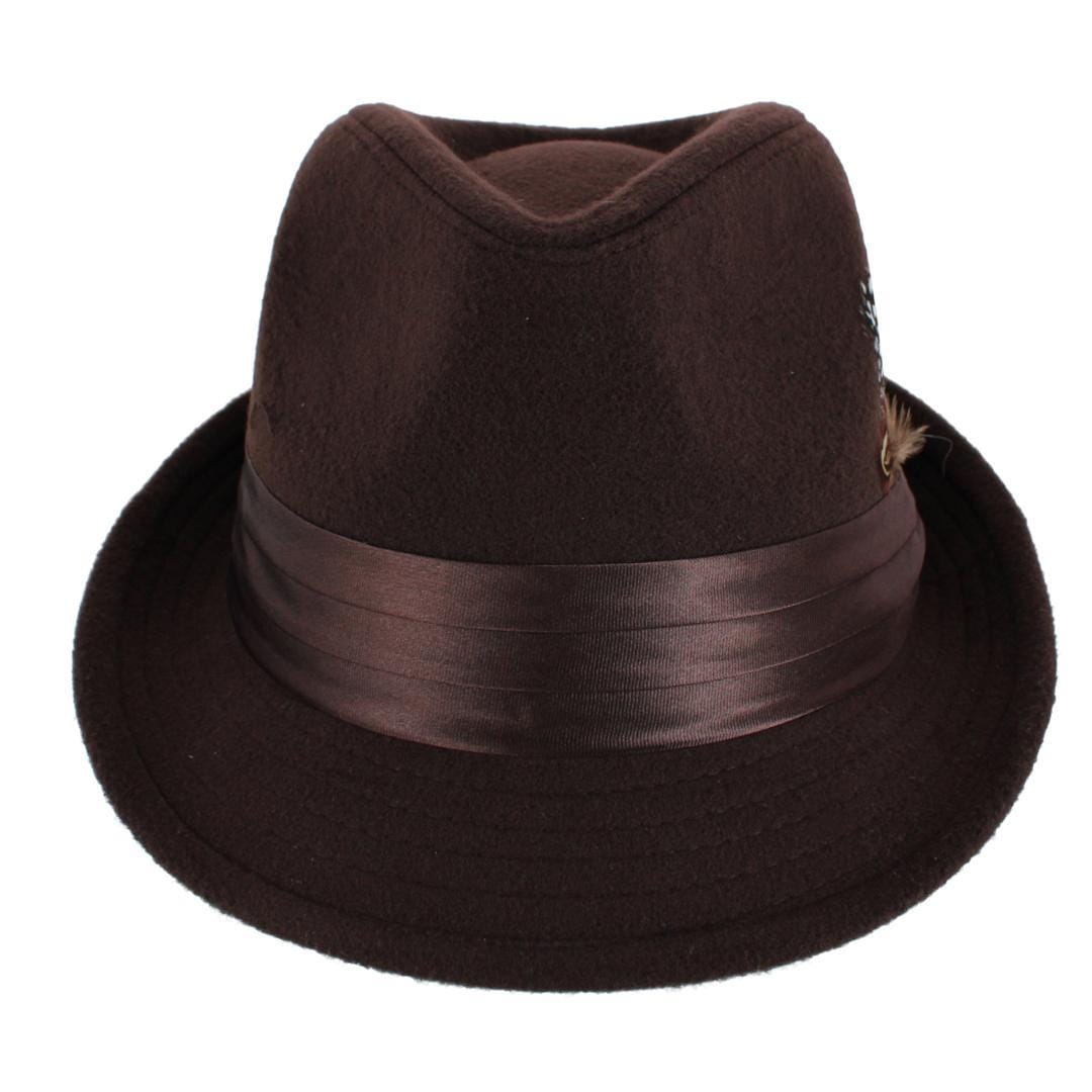 Kenny K Men's Dressy Faux Felt Fedora with Feather - Brown