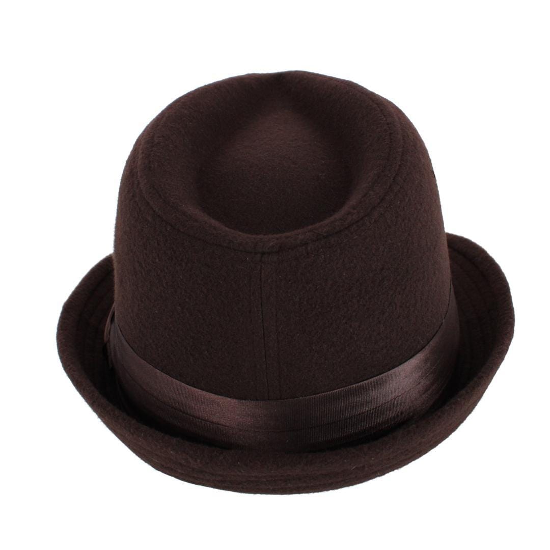 Kenny K Men's Dressy Faux Felt Fedora with Feather - Brown