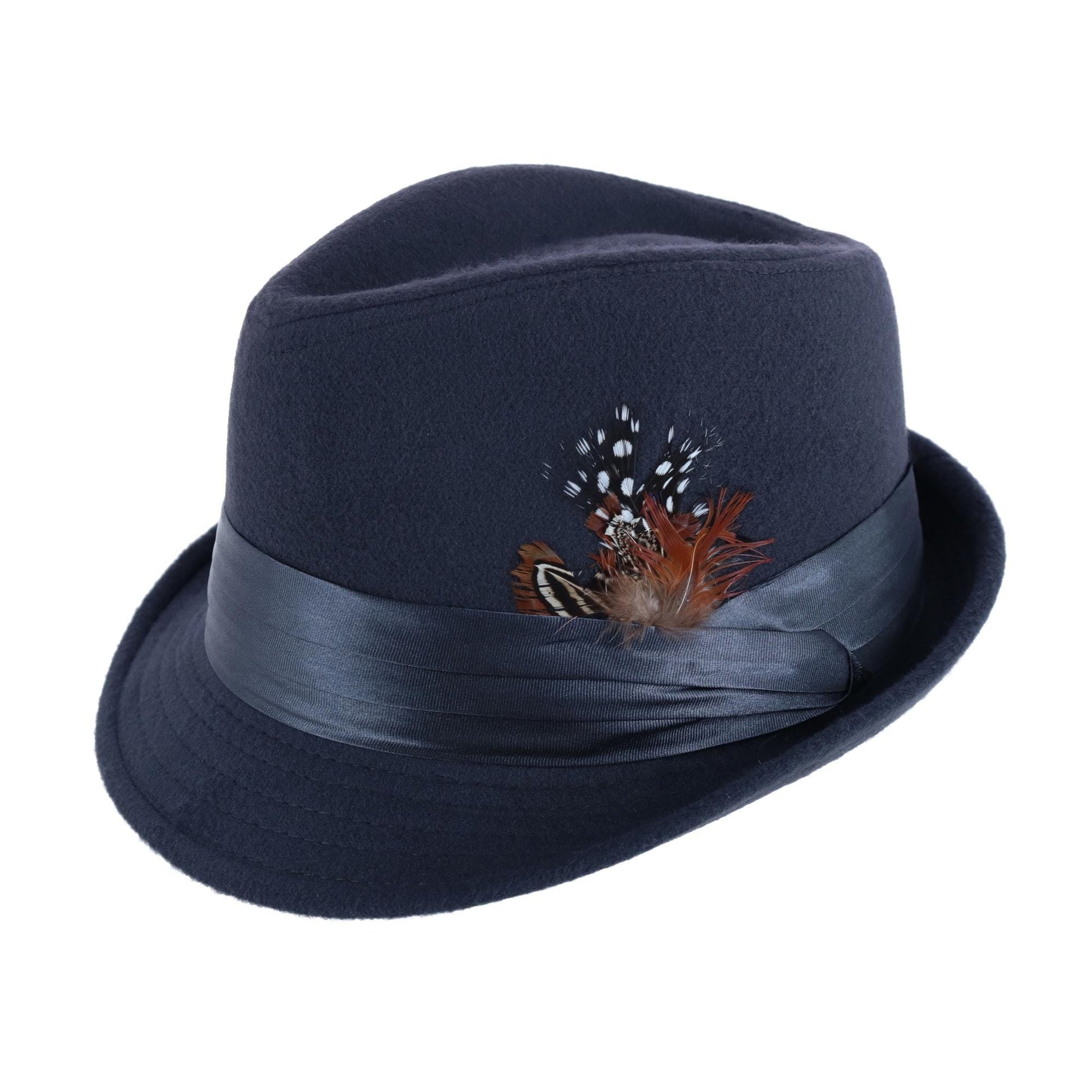Kenny K Men's Dressy Faux Felt Fedora with Feather - Men's Dressy Faux Felt Fedora with Feather