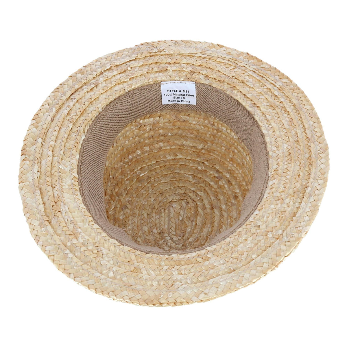 CTM® Straw 2 Inch Brim Boater Hat with Navy Band and Elastic Sweatband - Natural