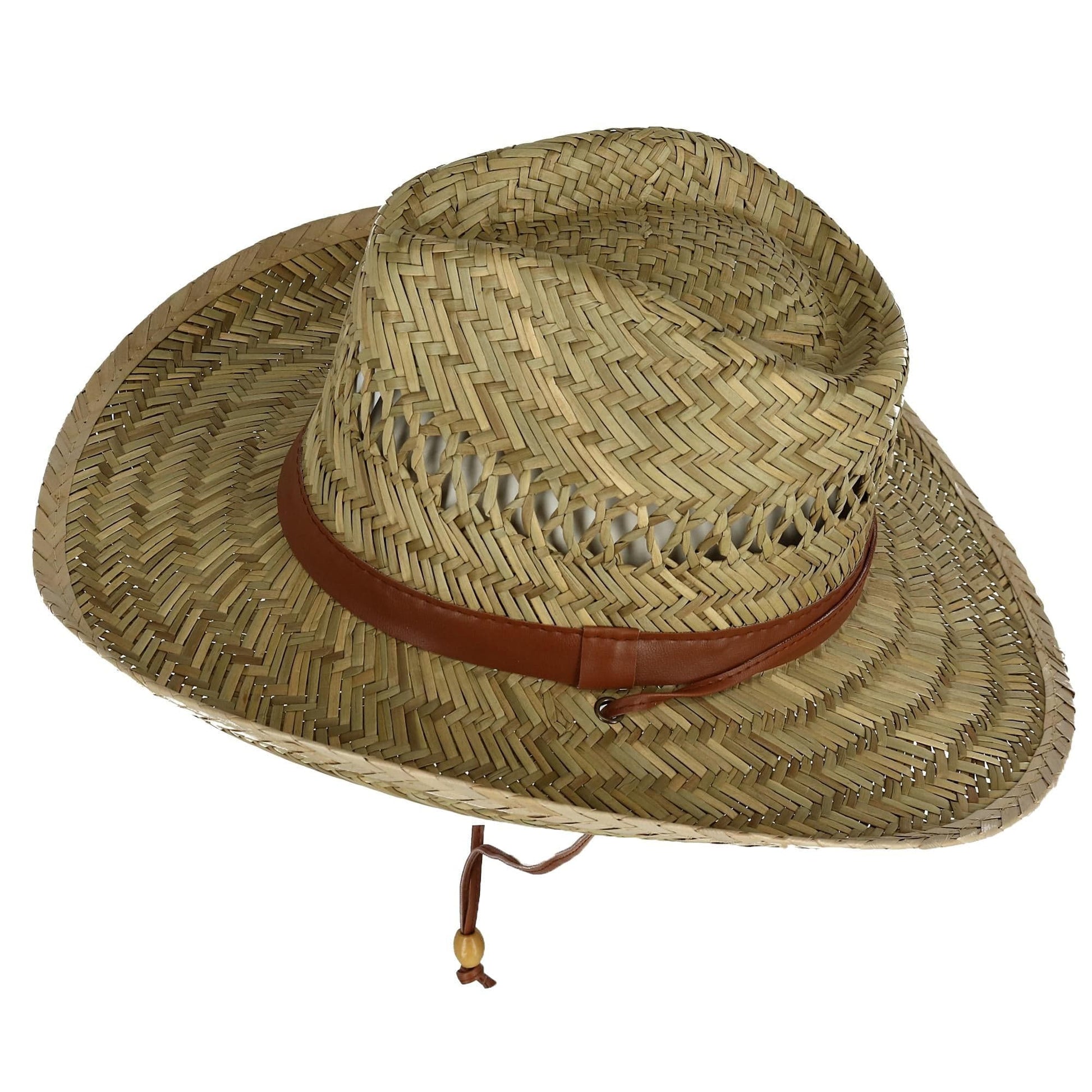 Kenny K Men's Rush Straw Lightweight Safari Hat with Chin Cord - Natural