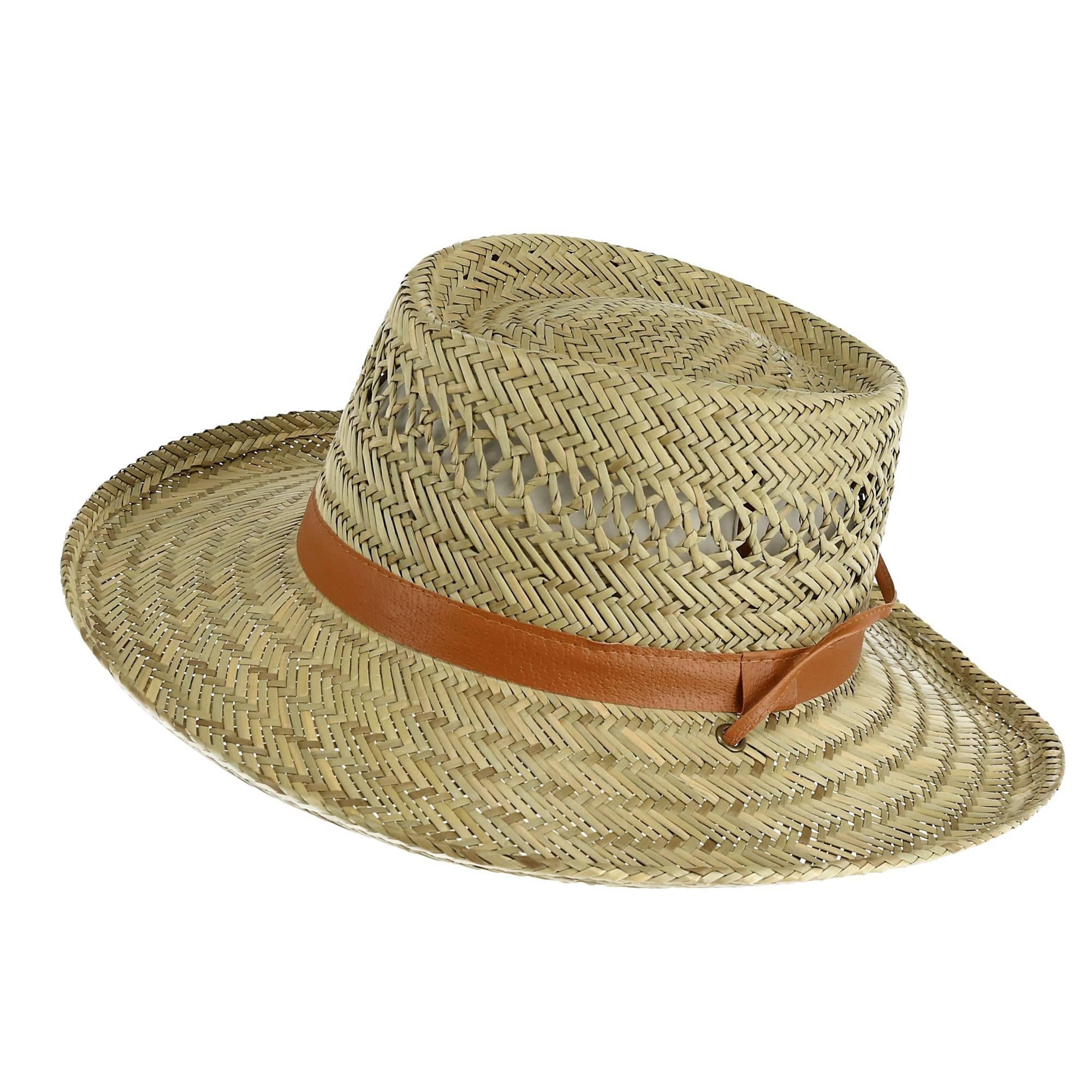 Kenny K Unisex Rush Straw 3 Inch Brim Gambler Hat - Unisex Rush Straw 3 Inch Brim Gambler Hat