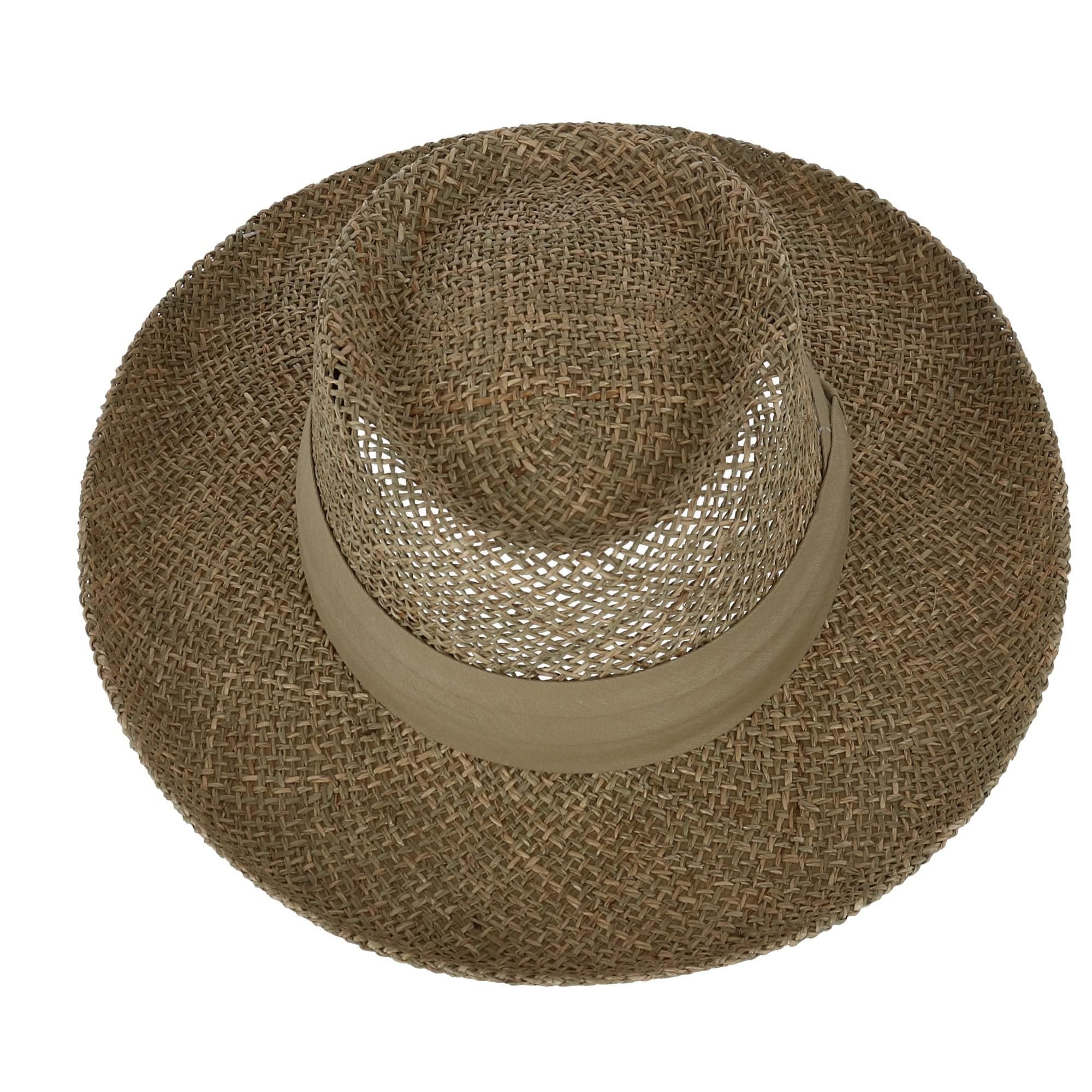 Kenny K Men's Twisted Seagrass Gambler Hat with Pleated Band - Beige