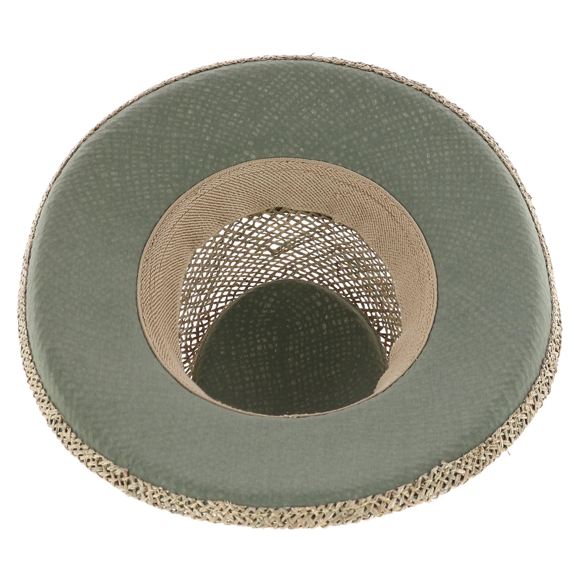 Kenny K Men's Twisted Seagrass Gambler Hat with Pleated Band - Olive