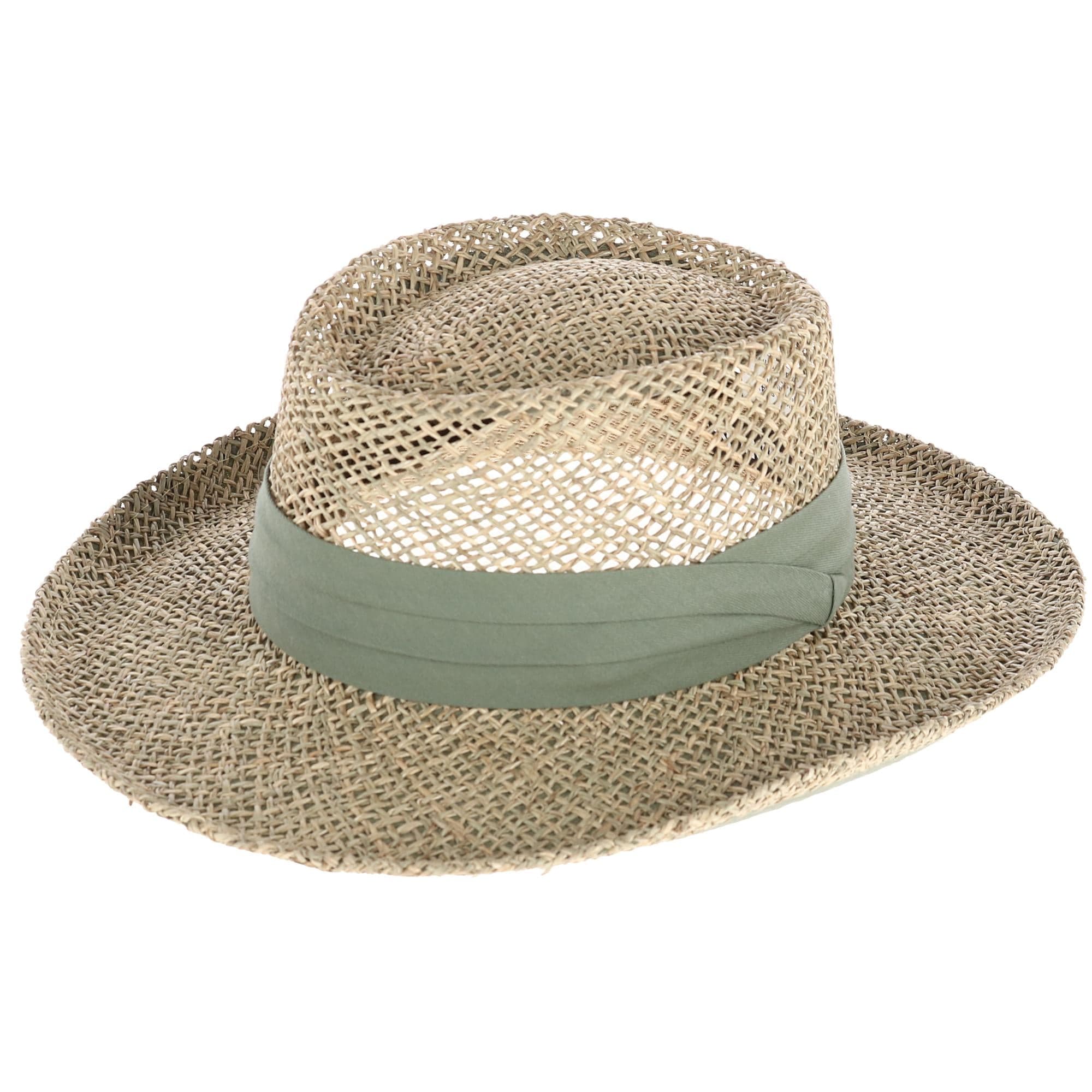 Kenny K Men's Twisted Seagrass Gambler Hat with Pleated Band - Olive