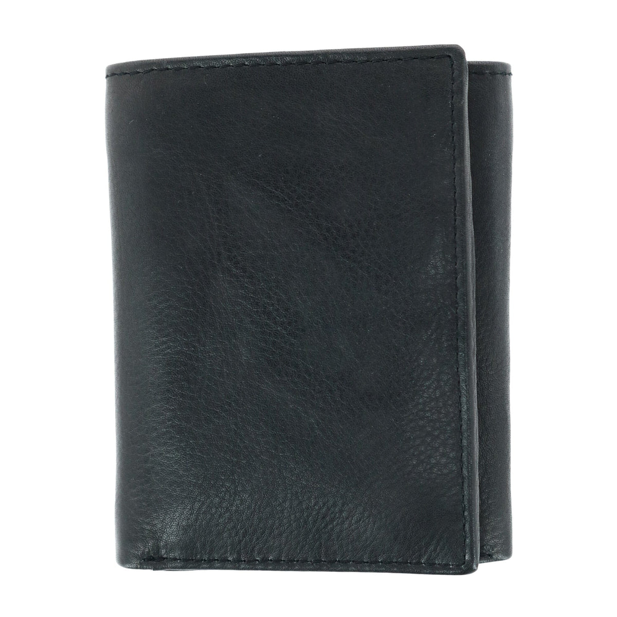 CTM® Men's American Bison Leather RFID Trifold Wallet - Black