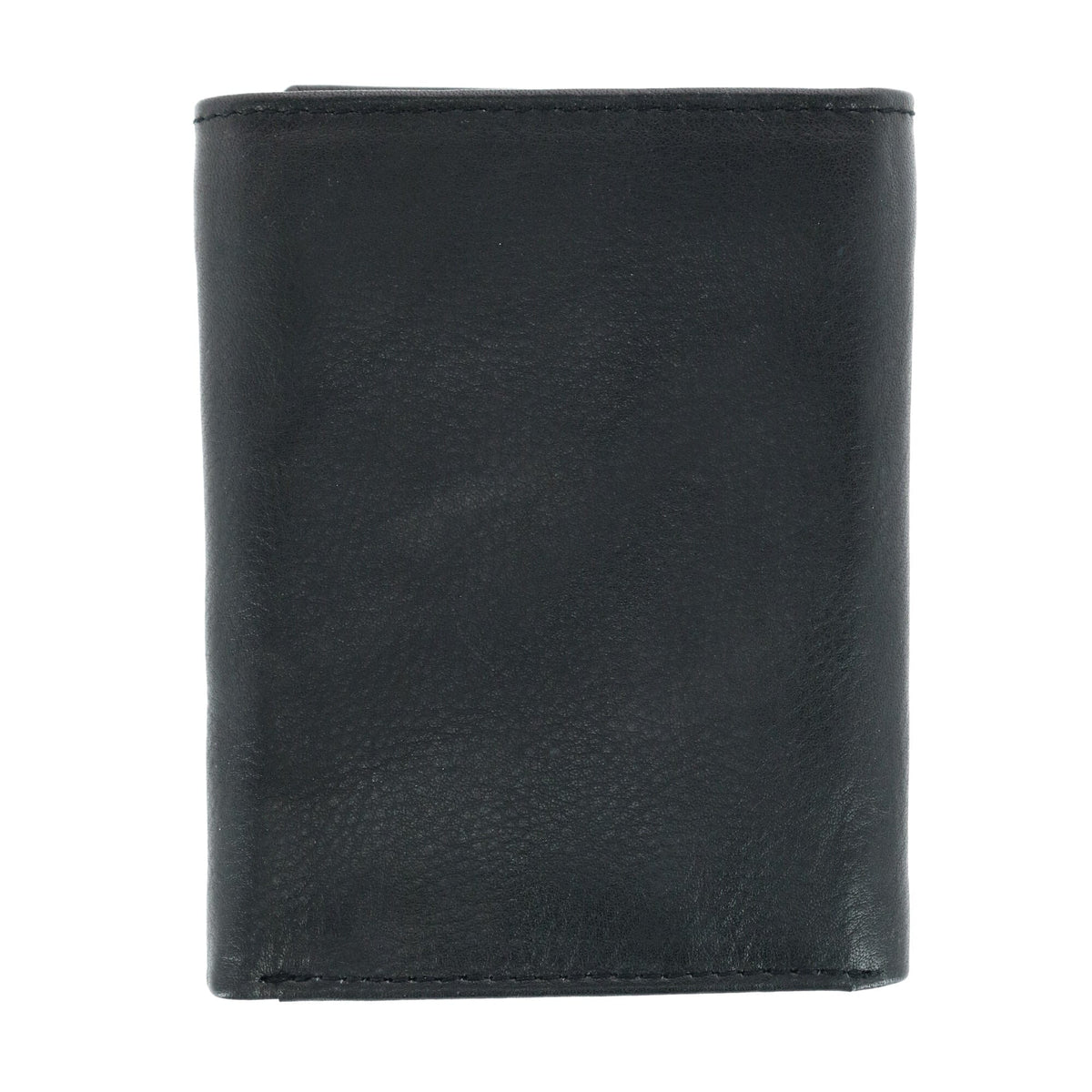 CTM® Men's American Bison Leather RFID Trifold Wallet - Black
