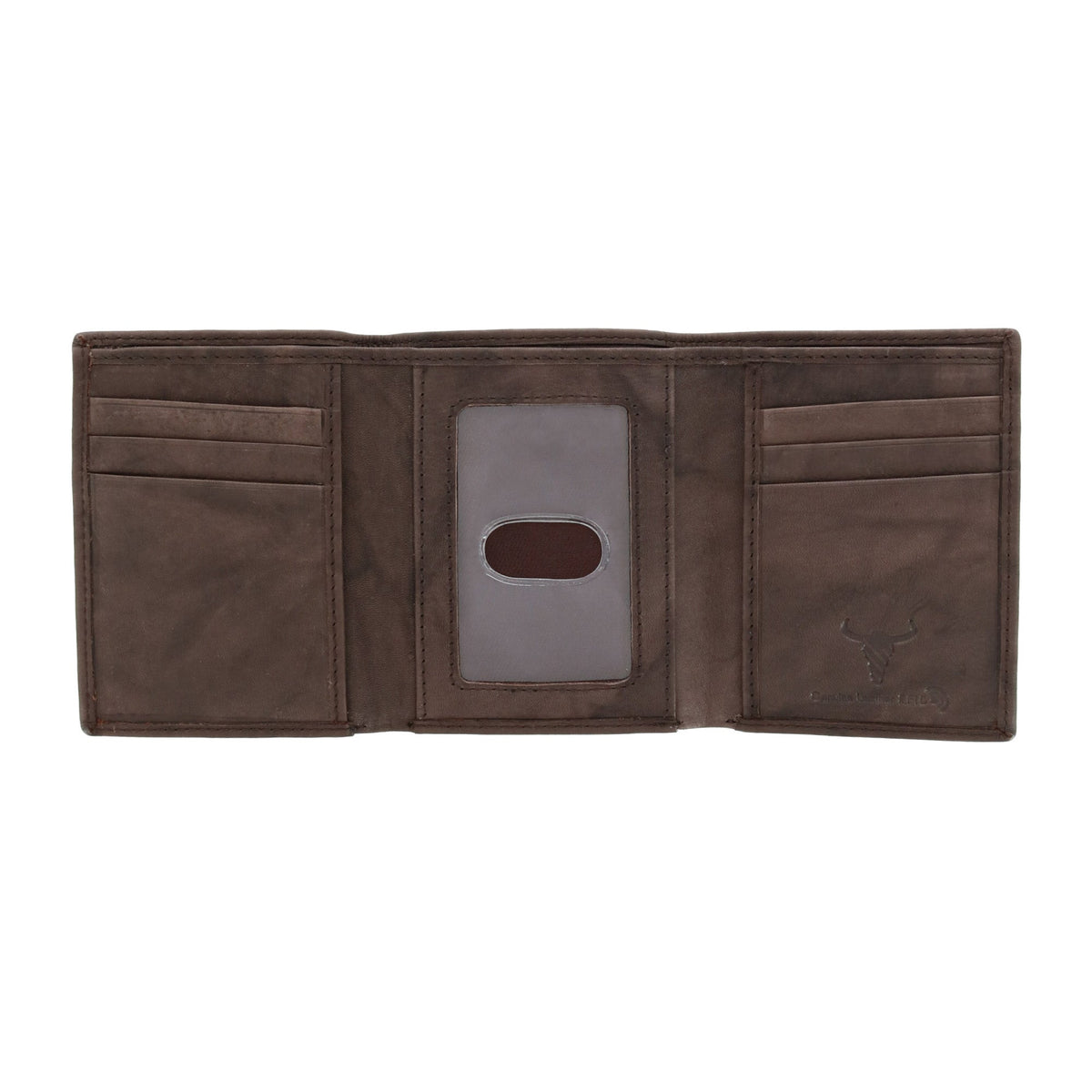 CTM® Men's American Bison Leather RFID Trifold Wallet - Brown