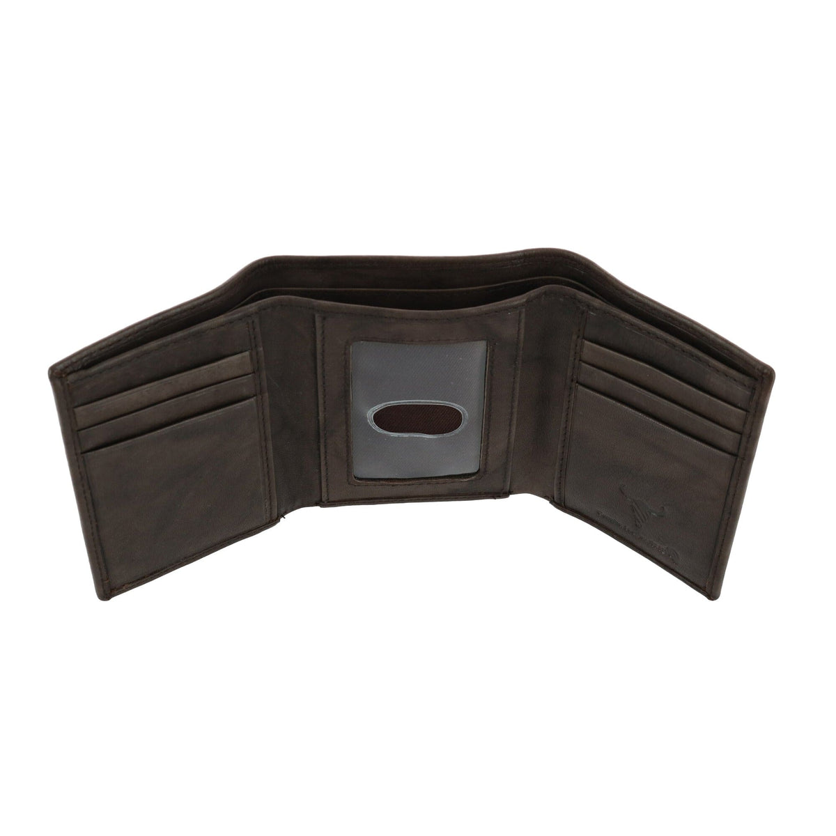 CTM® Men's American Bison Leather RFID Trifold Wallet - Brown
