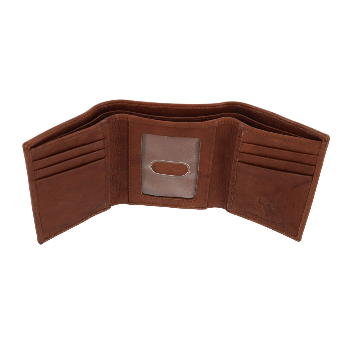 CTM® Men's American Bison Leather RFID Trifold Wallet - Tan