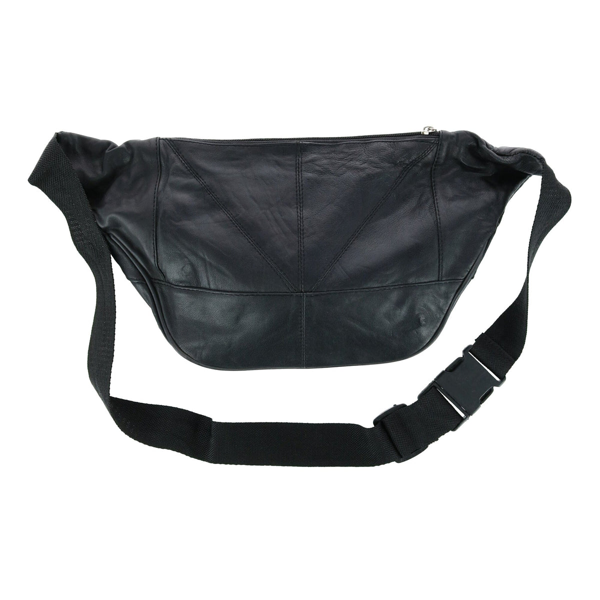 CTM® Leather Large Organizer Fanny Waist Pack - Black