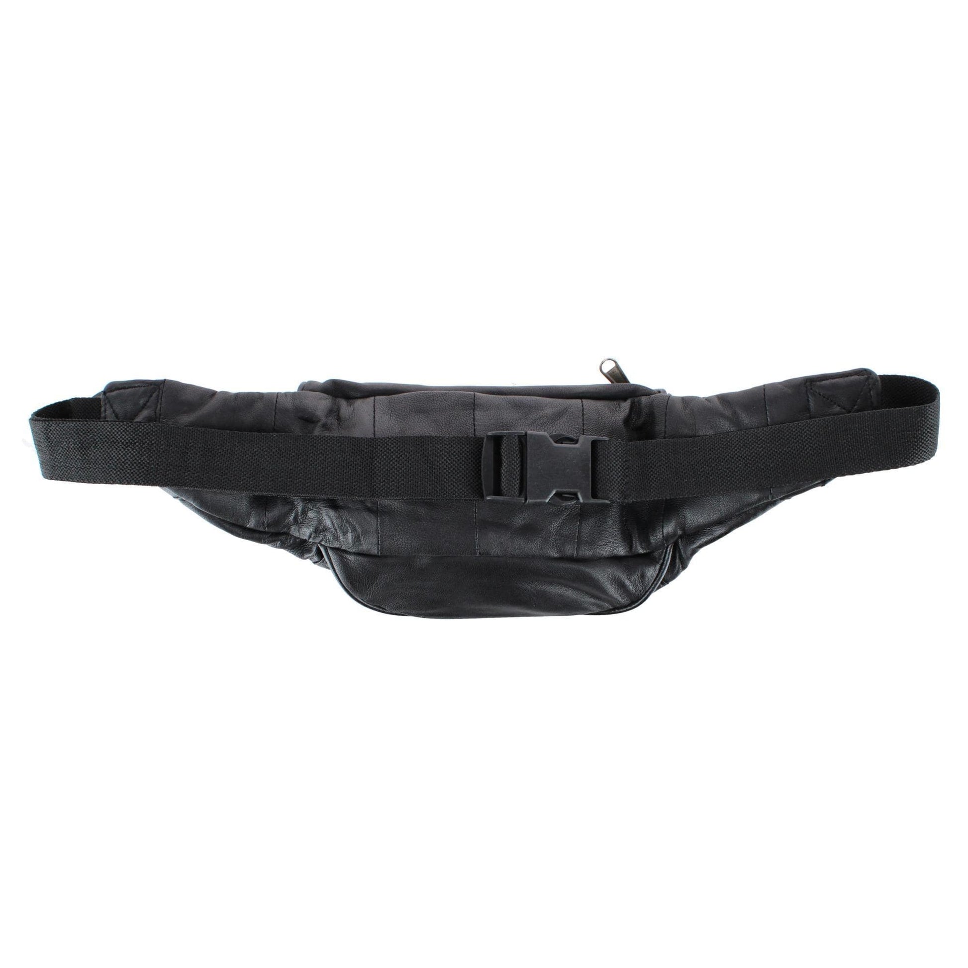 CTM® Unisex Lambskin Leather Fanny Pack with Multiple Compartments - Black