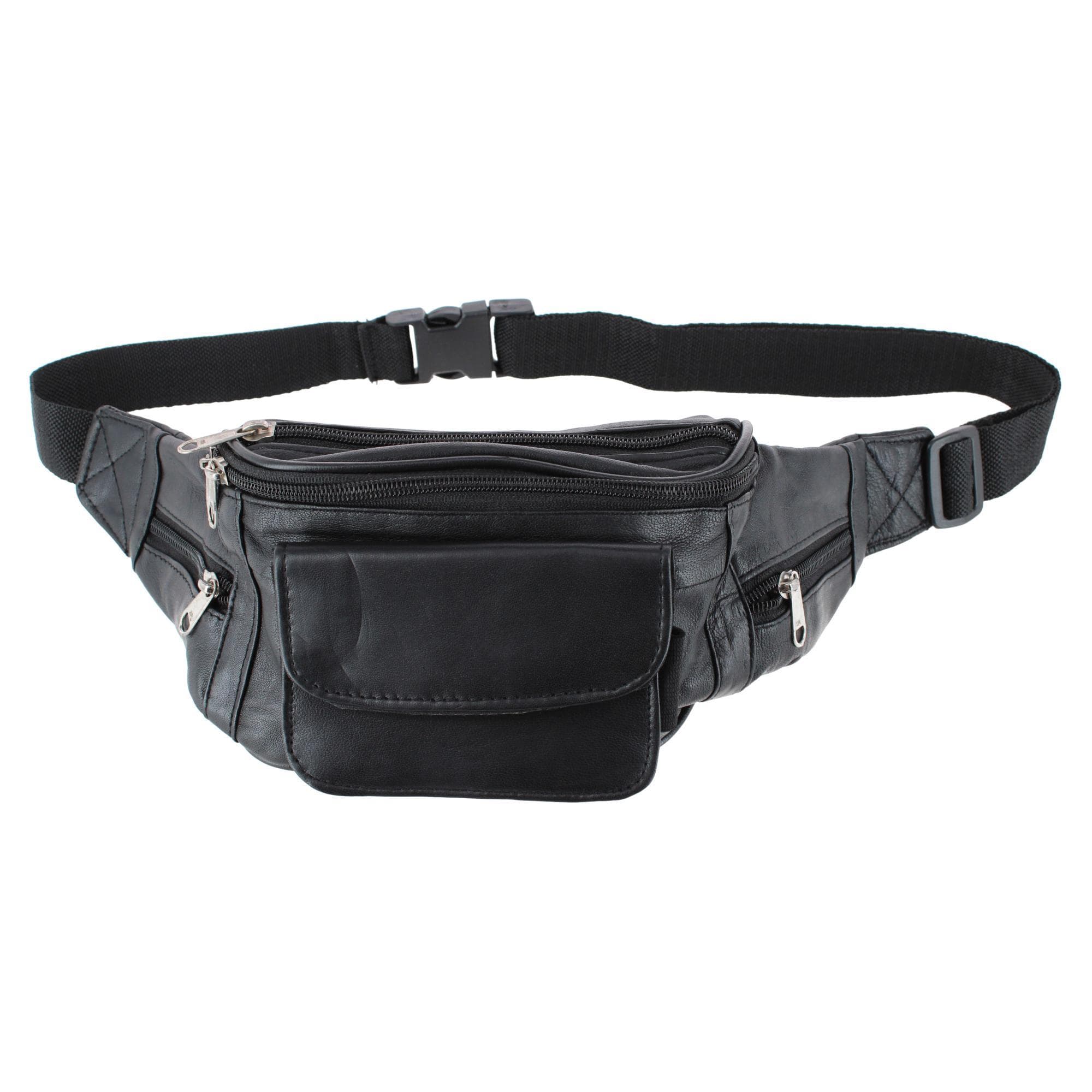 CTM® Unisex Lambskin Leather Fanny Pack with Multiple Compartments - Unisex Lambskin Leather Fanny Pack with Multiple Compartments