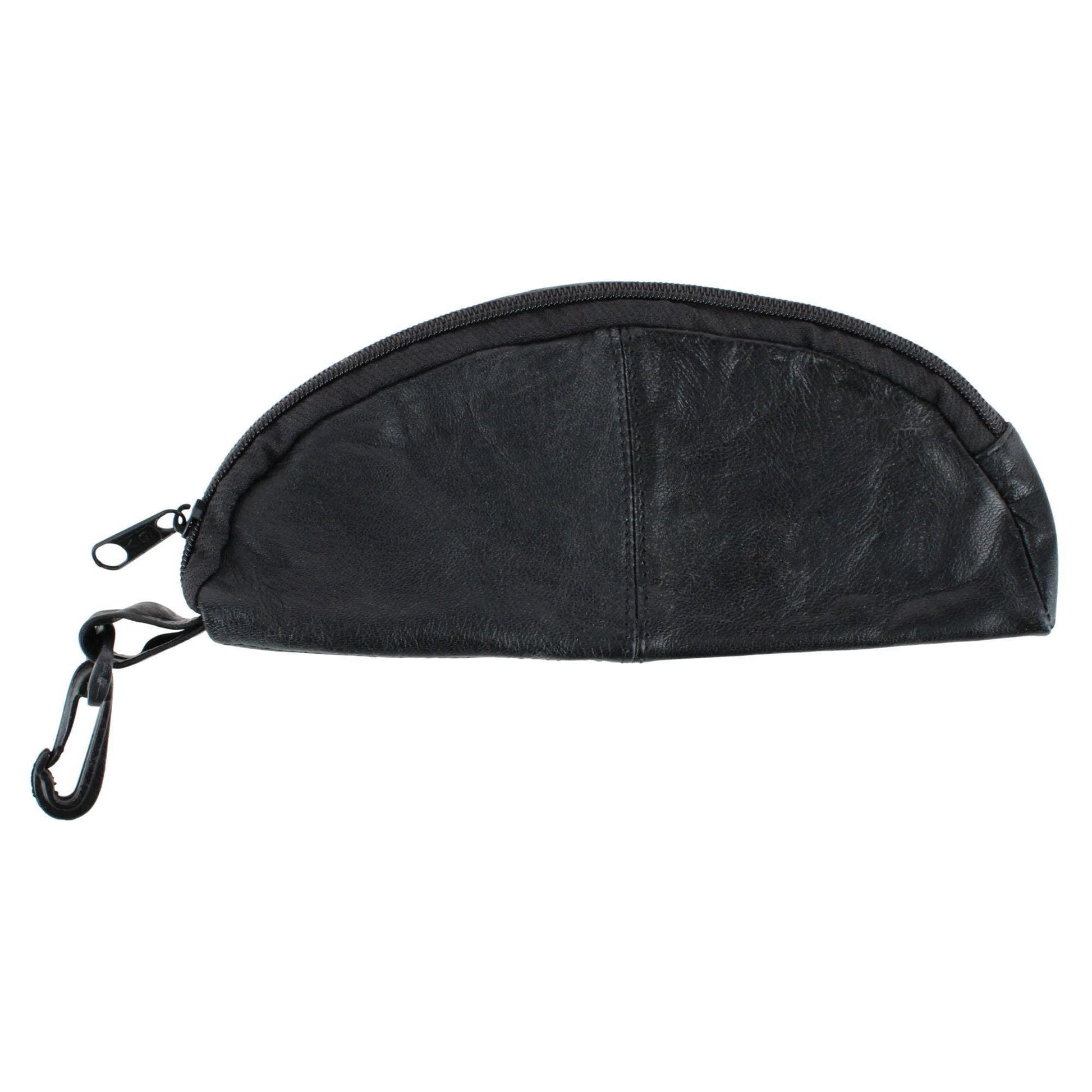 CTM® Lambskin Zip Around Eyeglass Case - Black