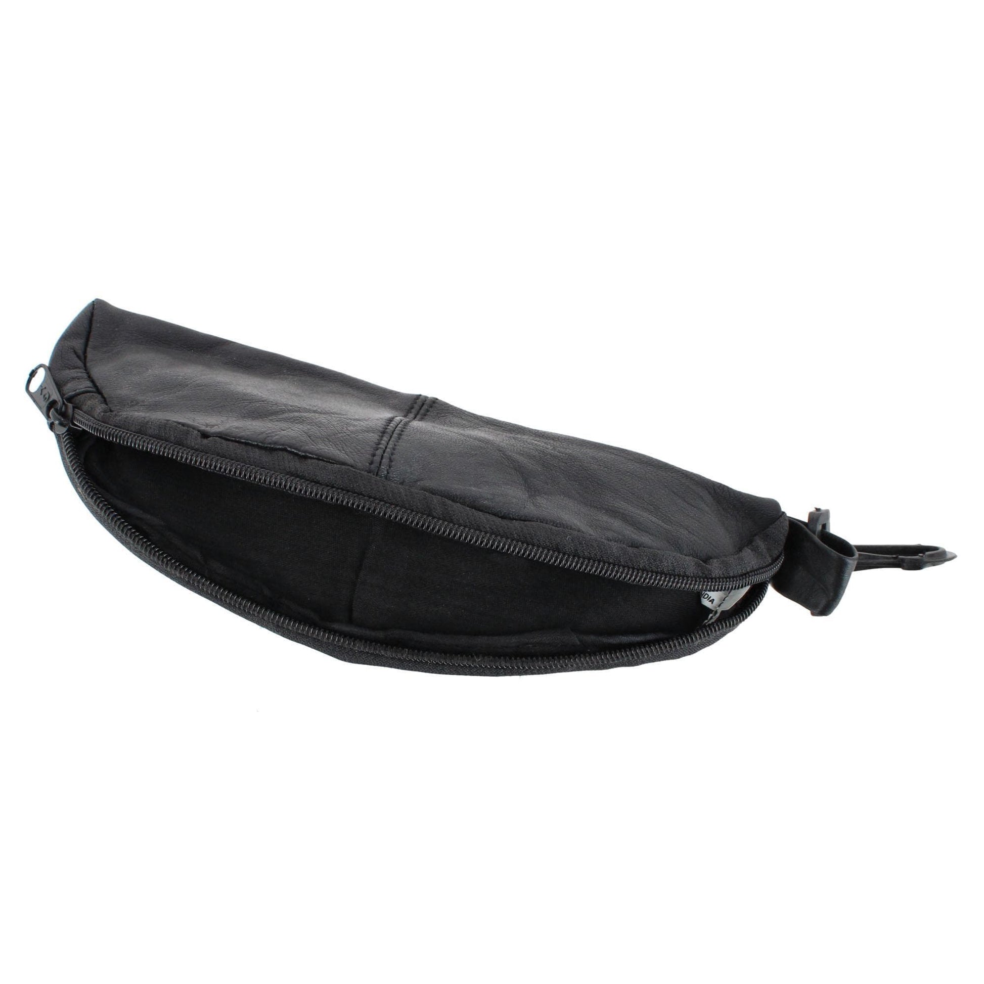CTM® Lambskin Zip Around Eyeglass Case - Black